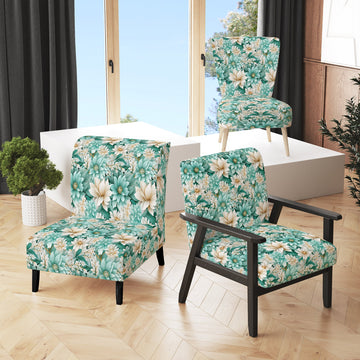 Bohemian Dream Emerald Dahlia Pattern - Cottage Accent Slipper Chair